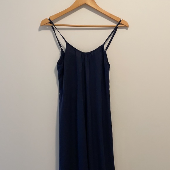 Custom Made Navy Silk Maxi Dress - Picture 5 of 5